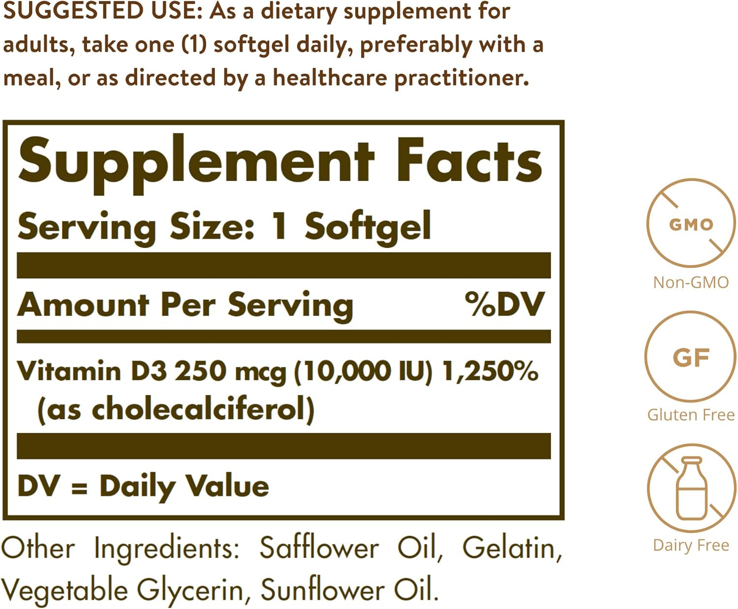 Solgar Vitamin D3 (Cholecalciferol) 10,000 IU 120 Softgels - görsel 2