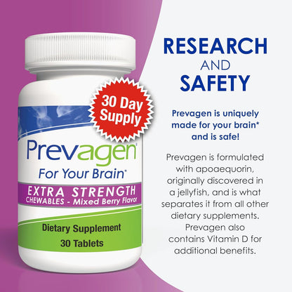 Prevagen Extra Strength Mixed Berry Chewables - 90 Tablets (3 Month Supply)
