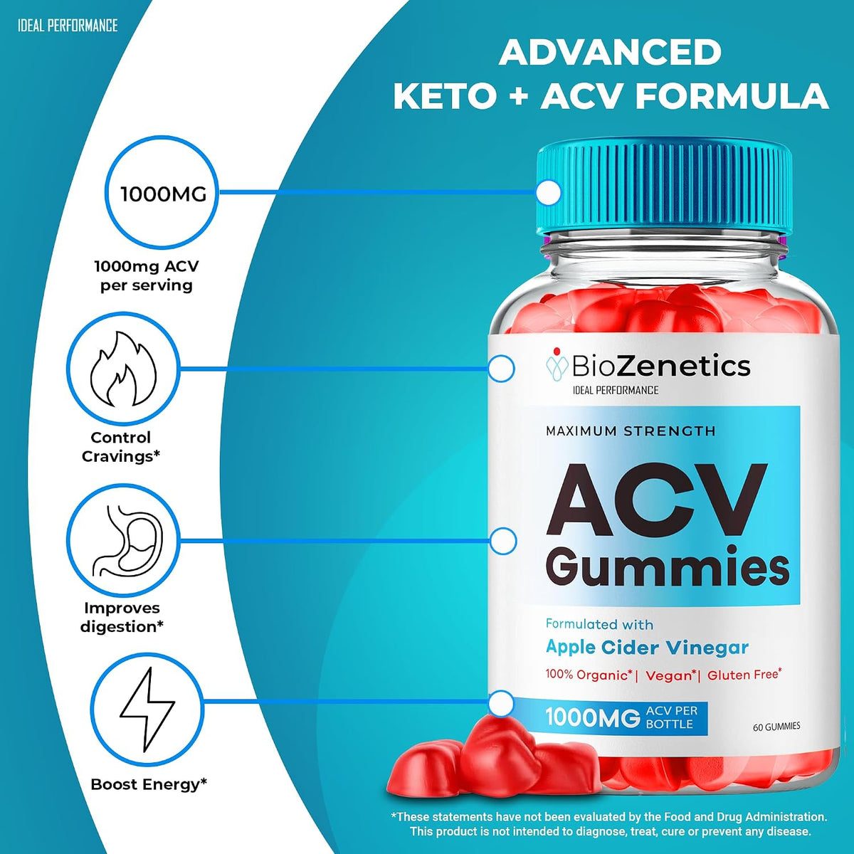 BioZenetics Keto + ACV Gummies - Maximum Strength (Pack of 2) - görsel 4