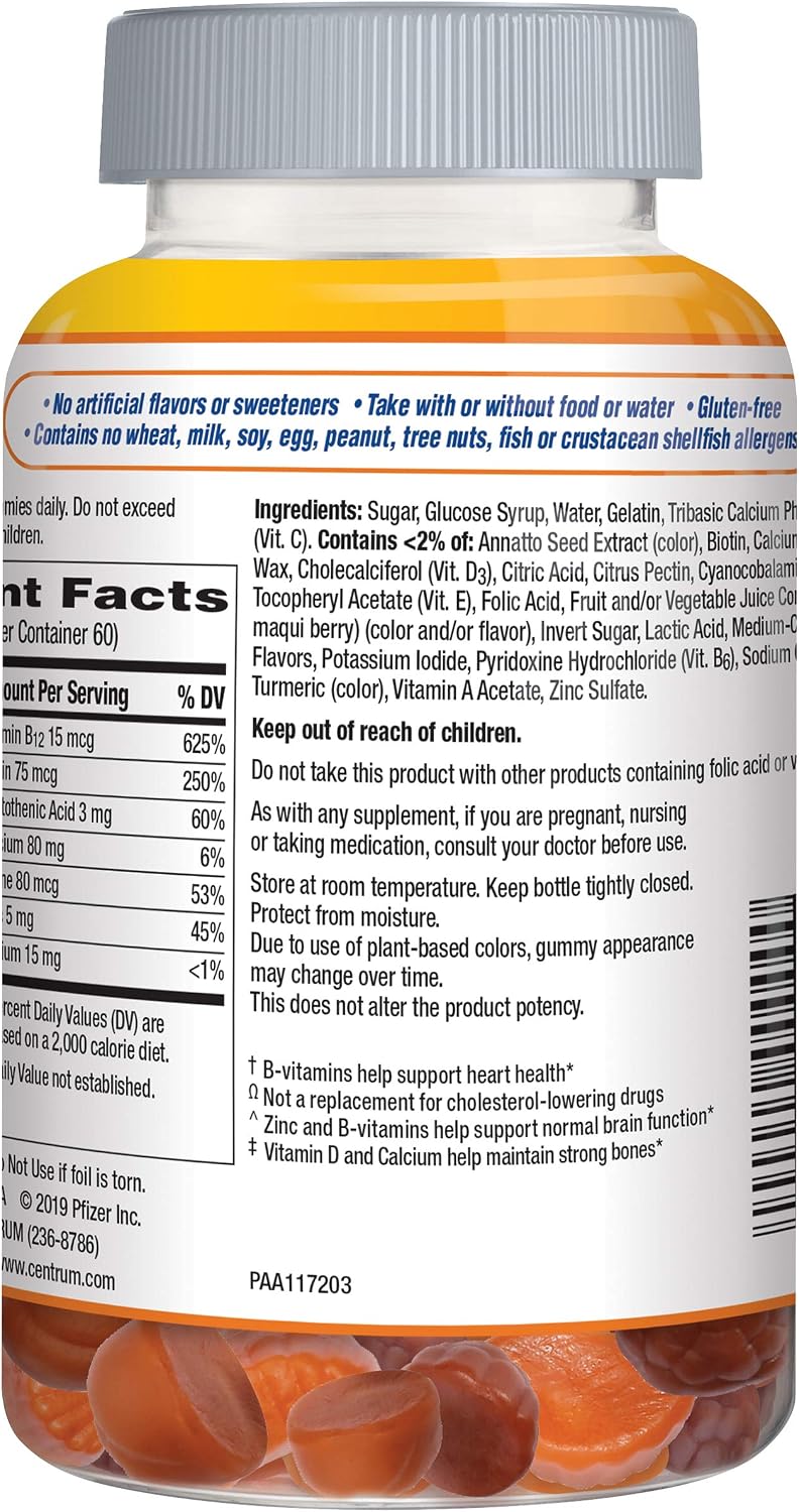 Centrum Multivitamin Gummy for Adults 50 Plus, Assorted Flavour, 120 Count - görsel 5