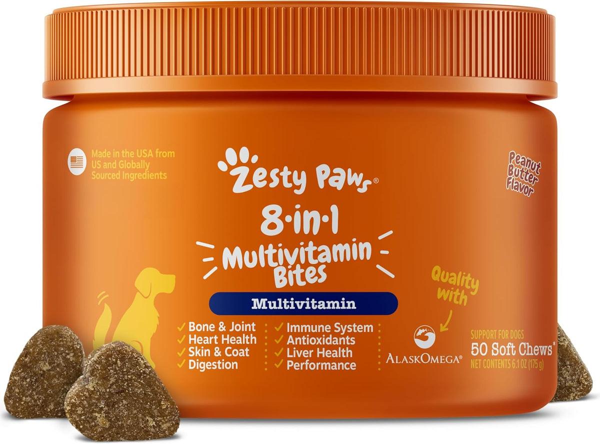Zesty Paws 8-in-1 Bites Dog Multivitamin - Peanut Butter Flavour (50 Chews) - görsel 1