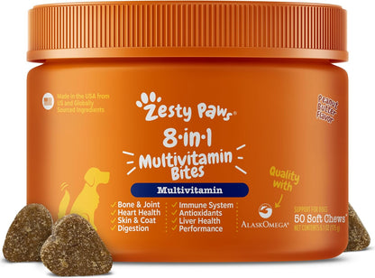 Zesty Paws 8-in-1 Bites Dog Multivitamin - Peanut Butter Flavour (50 Chews)