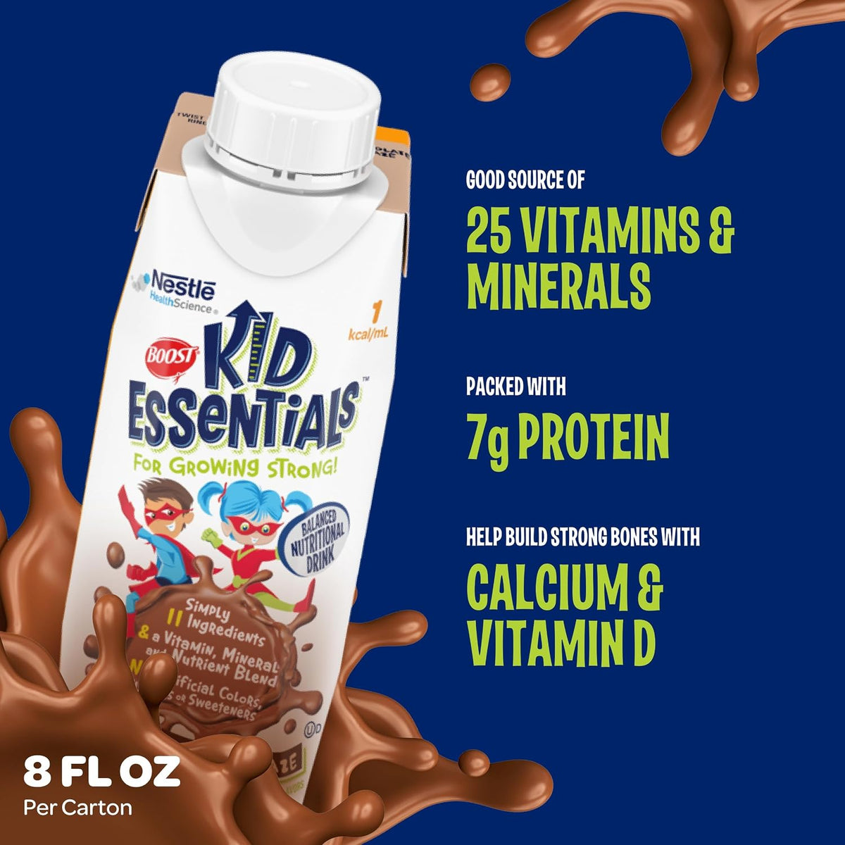 BOOST Kid Essentials 1.0kcal Balanced Nutritional Drink, Chocolate Craze, 237 ml (Pack of 24) - görsel 4