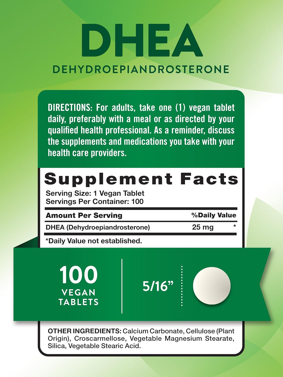Nature's Truth DHEA 25mg Tablets (100 Tablets) – Vegan, Non-GMO, Gluten-free - görsel 2