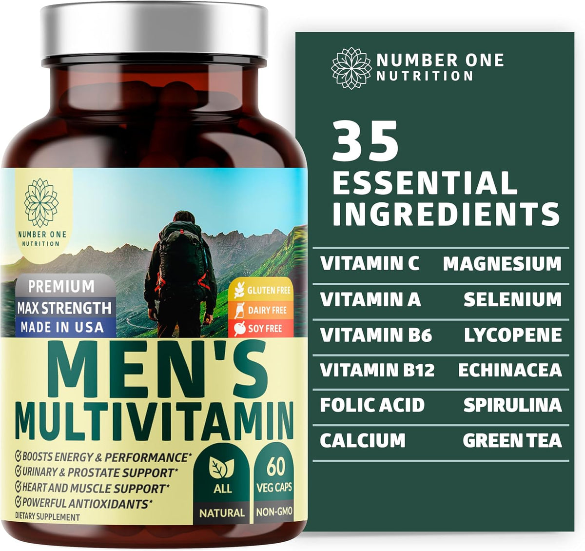 Men's Daily Multivitamin with 35 Nutrients & Saw Palmetto – 60 Veggie Capsules - görsel 1