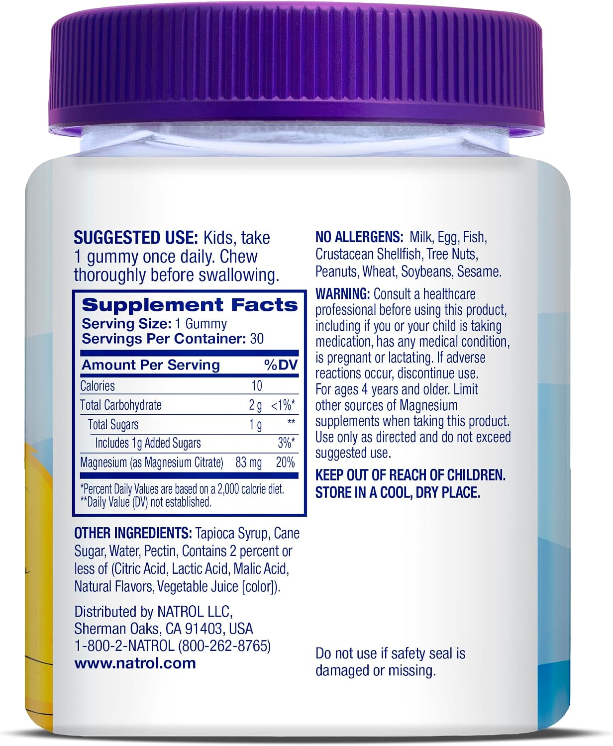Natrol Kids Magnesium Citrate Gummies, Raspberry Flavour, 30 Chews – Food Supplement - görsel 10