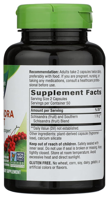 Nature's Way Schisandra Fruit, 1,160 mg per Serving, 100 Vegetarian Capsules