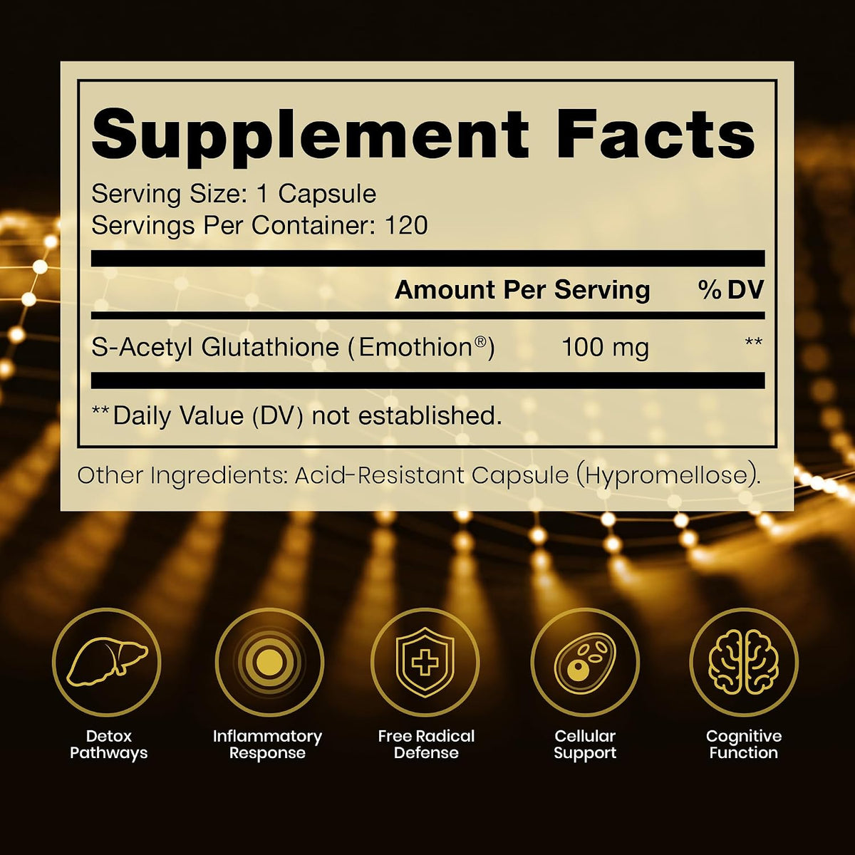 Pure Therapro Rx S-Acetyl Glutathione Gold, Extra Strength – 100mg, 120 Capsules - görsel 2