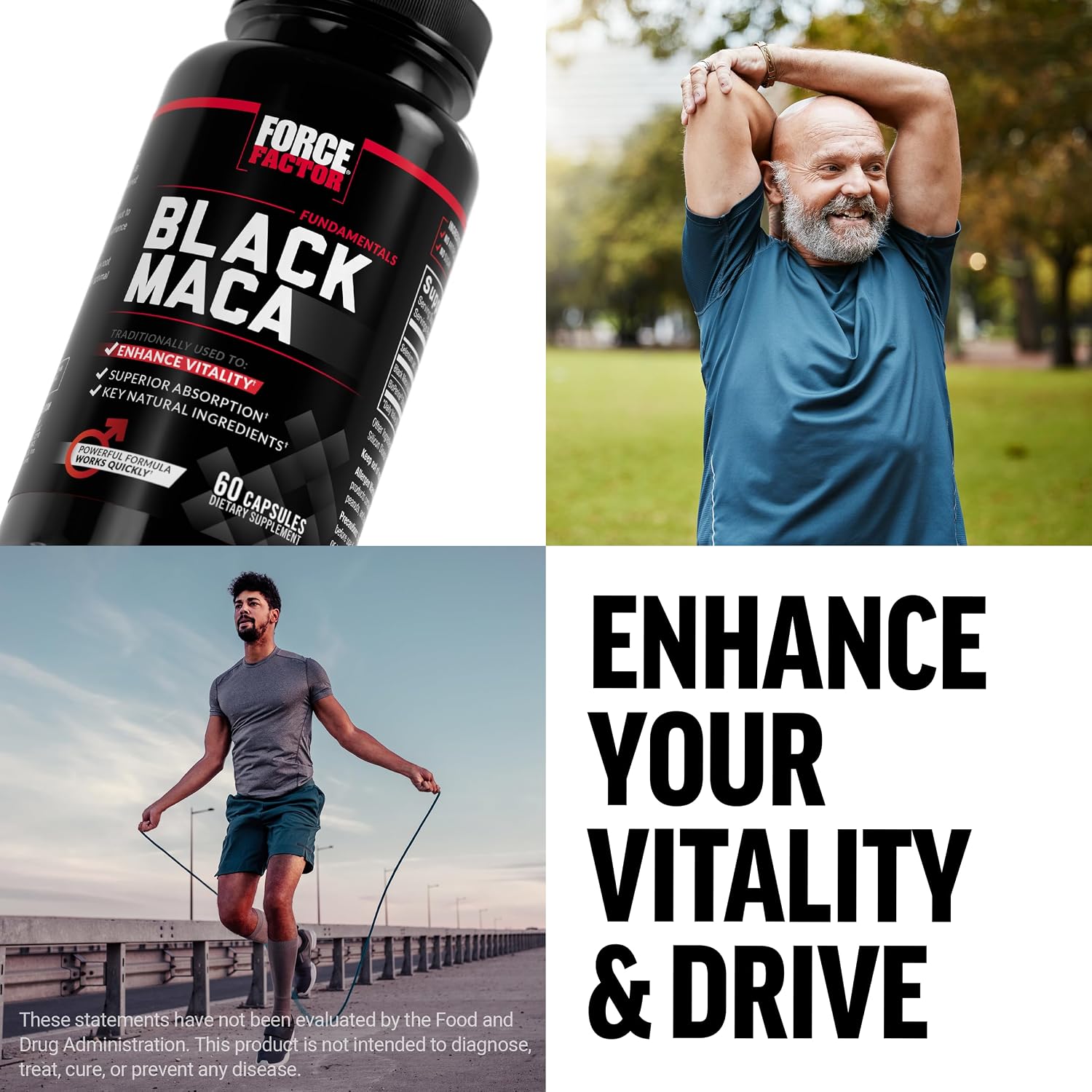 Force Factor Black Maca Root Supplement for Men - 1000mg Maca Negra Extract with BioPerine, 120 Capsules (2-Pack) - görsel 7