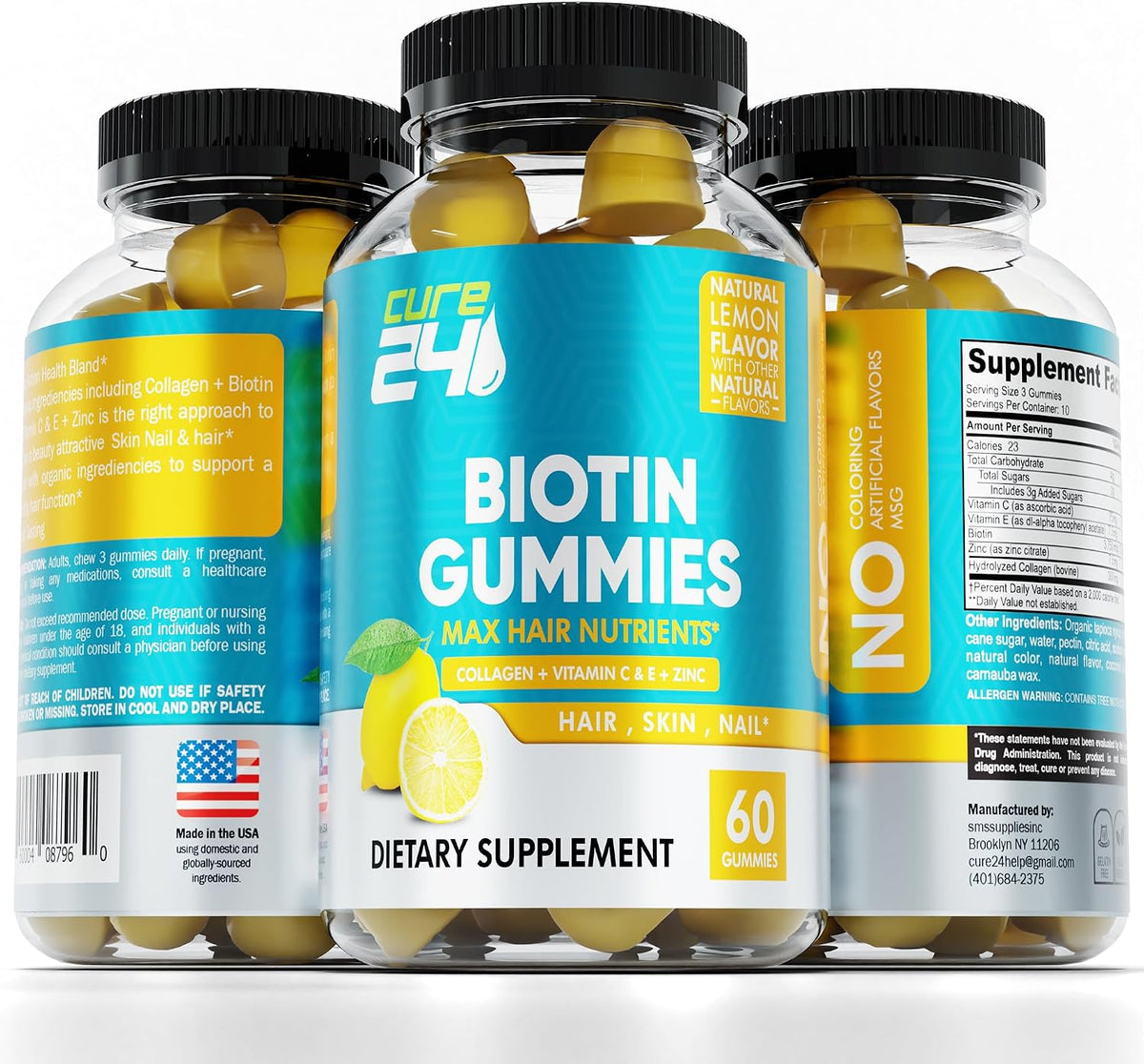 Biotin Gummies with Vitamin C, E, Collagen, and Zinc – Hair, Skin & Nails Support – 60 Gummies - görsel 2