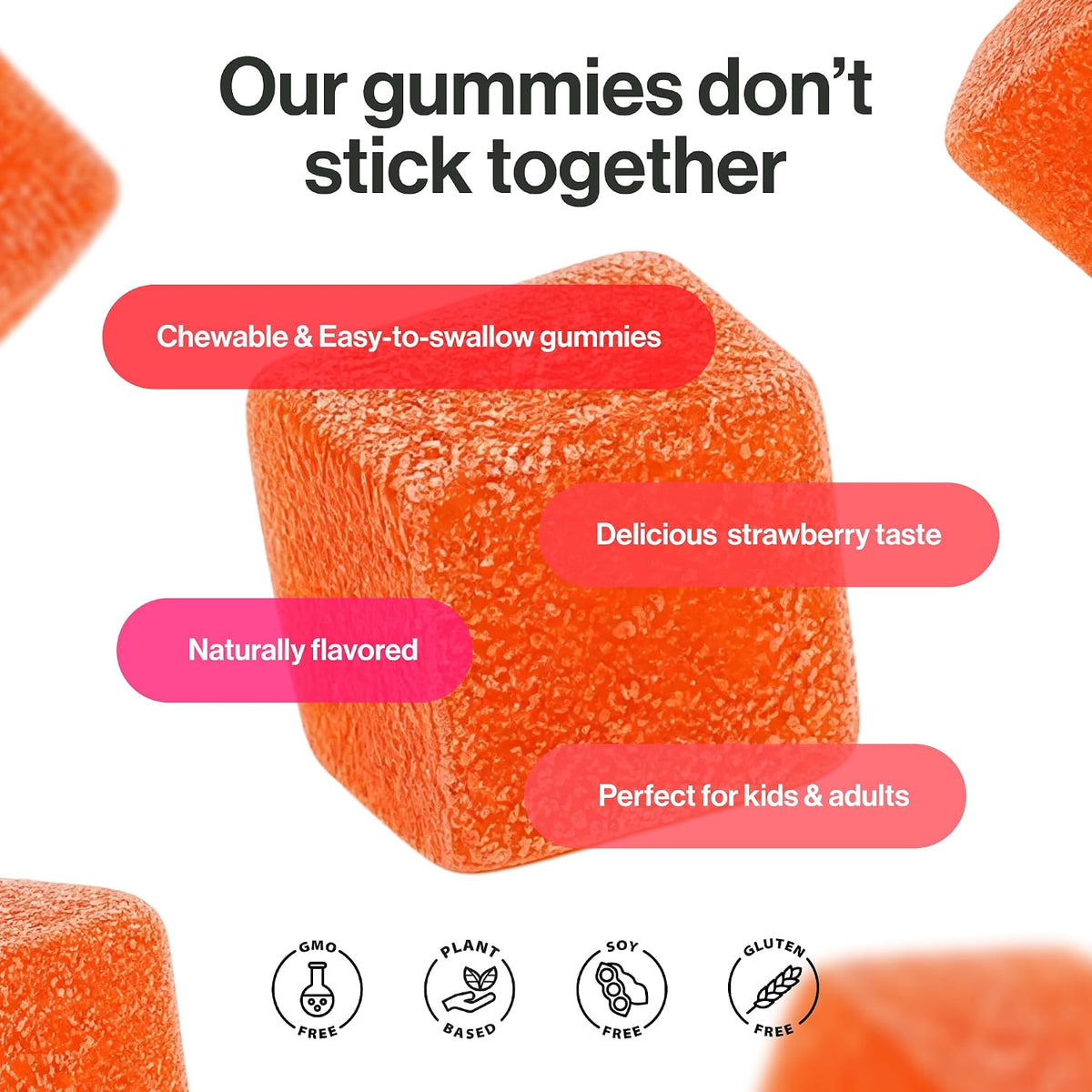 kindnature Vitamin B1 Gummies 500mg – High Potency Thiamine Supplement for Energy, Focus & Nervous System – Vegan, Non-GMO Chewable B1 Vitamins for Adults & Kids – Natural Strawberry Flavour – 60 Ct - görsel 4
