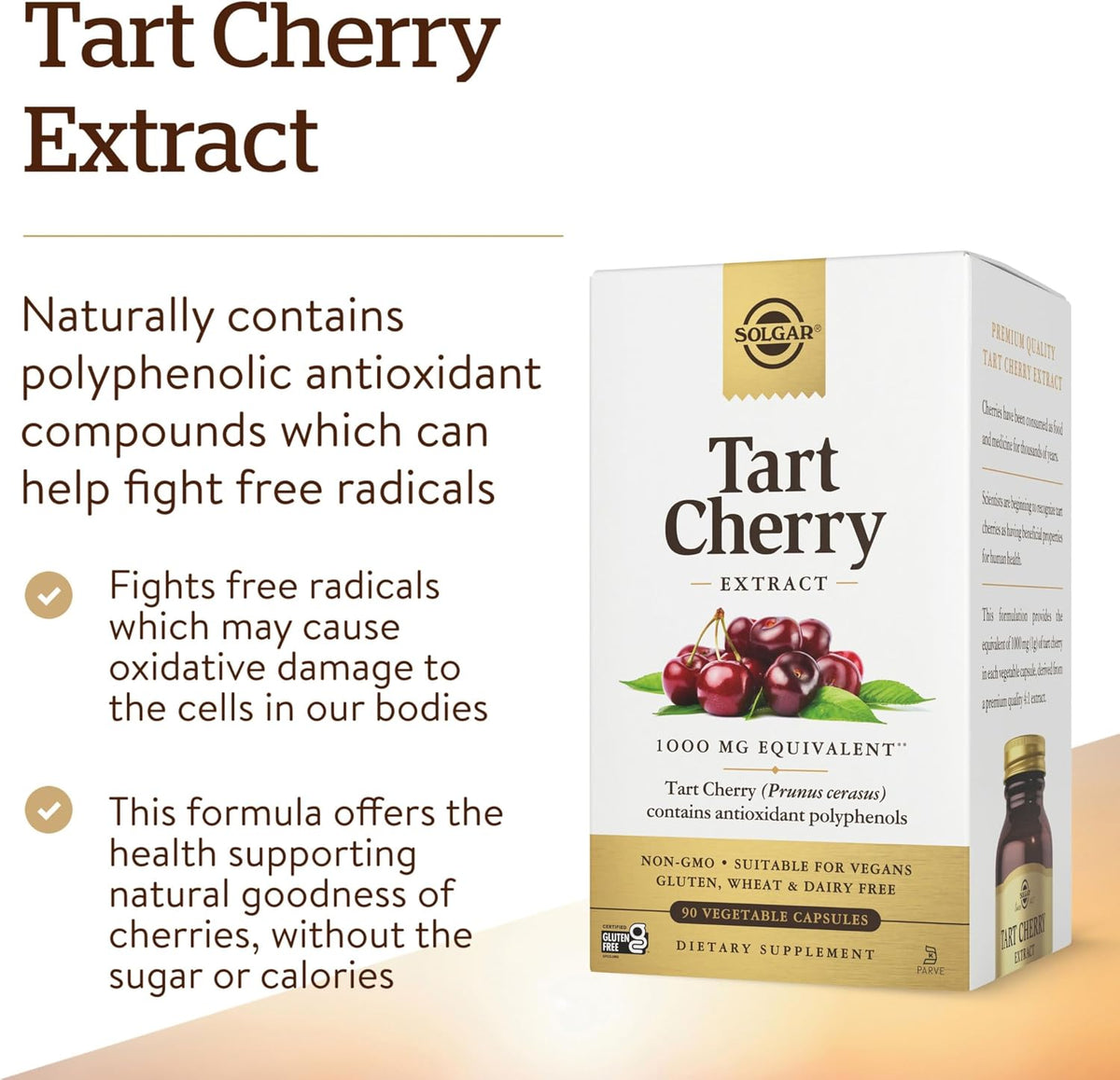 Solgar Tart Cherry 1000 mg, 90 Vegetable Capsules – Antioxidant Food Supplement - görsel 3