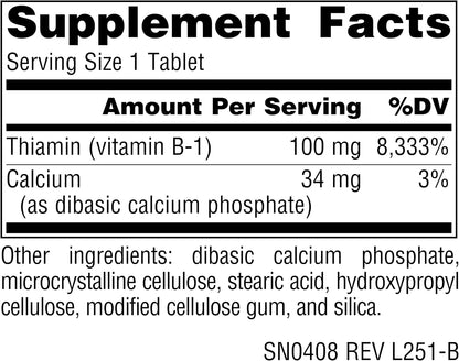 Source Naturals Vitamin B-1 (Thiamine) 100 mg – 250 Tablets