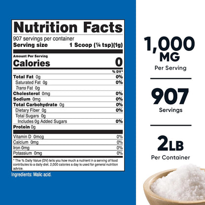 Nutricost Malic Acid Powder 907 g (2 lb) - Gluten-free, Non-GM