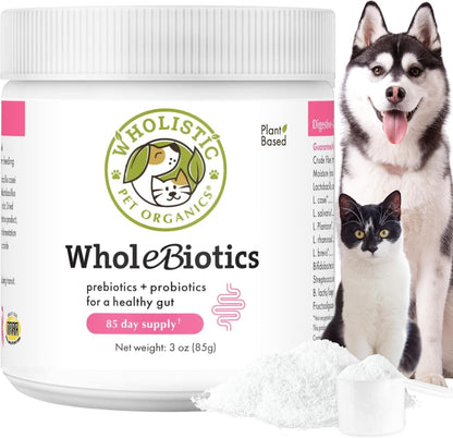 WholeBiotics Daily Dog Probiotics – Digestive Health & Immune Support (28g, 28 Scoops)