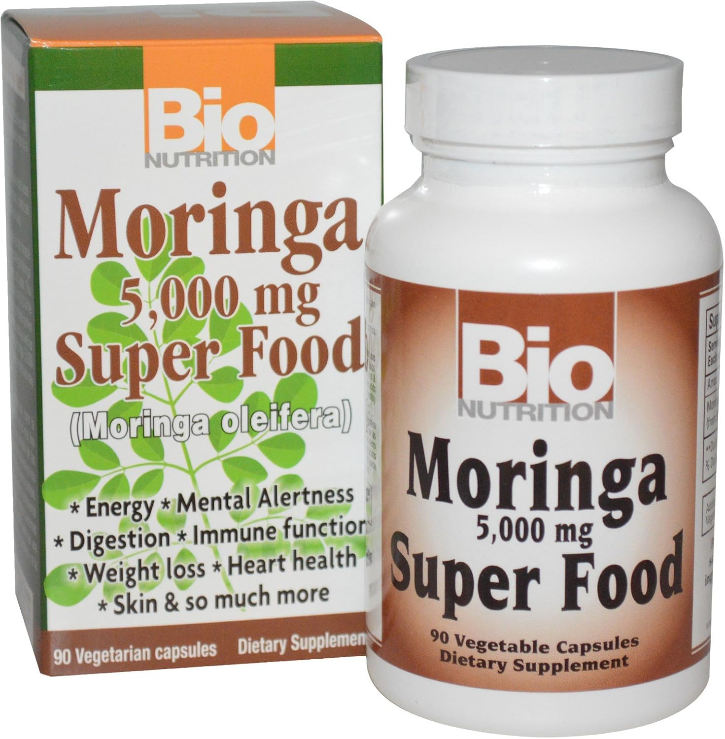 Bio Nutrition Moringa Oleifera Superfood Supplement 5000mg, 90 Vegetarian Capsules - görsel 1