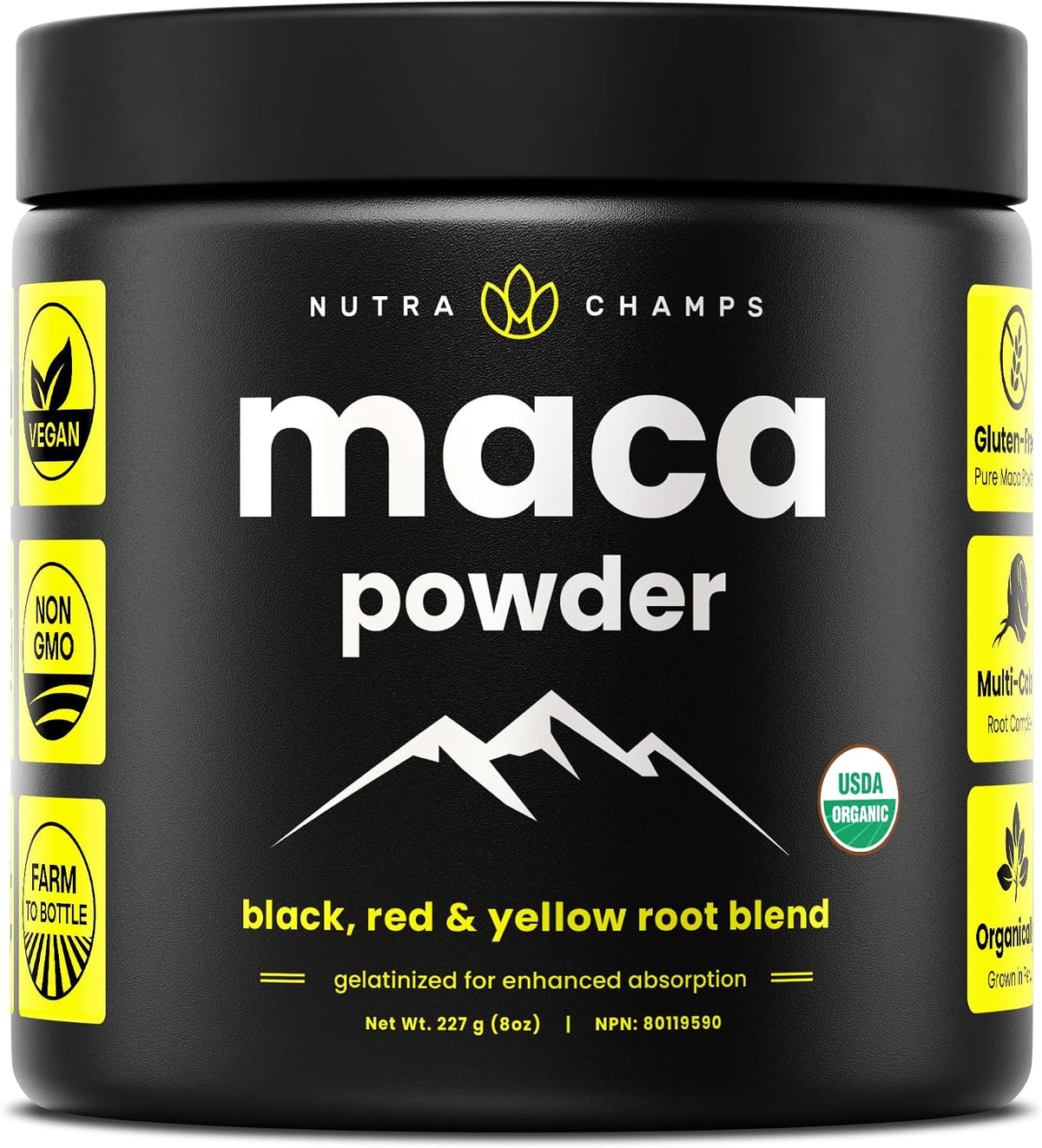 Organic Maca Powder - Peruvian Grown Maca Blend with Yellow, Black & Red Roots - Gelatinised for Superior Bioavailability - Natural, Vegan & Non-GM, 227g - görsel 1