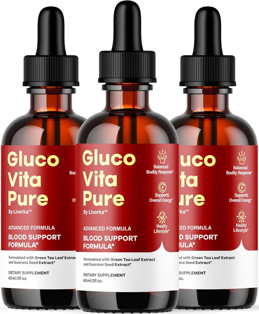 (3 Pack) Glucovita Pure - Gluco Vita Drops Extract - Natural Support, Premium Liquid Advanced Formula, 3-Month Supply