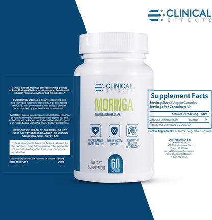 Clinical Effects Moringa Oleifera 800mg Capsules – Heart, Joint, Energy & Immune Support Supplement (60 Capsules)