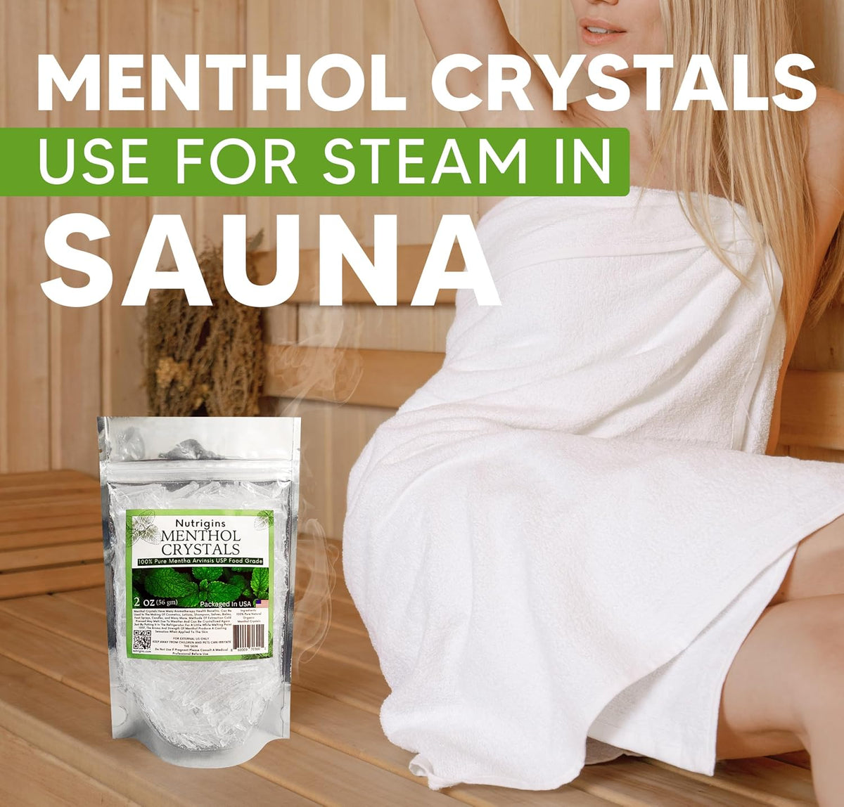 Nutrigins Menthol Crystals 2 oz - Pure Organic 100% Natural Menthol Crystals from Mint (Mentha Arvensis) - Resealable Stand-Up Pouch - görsel 8