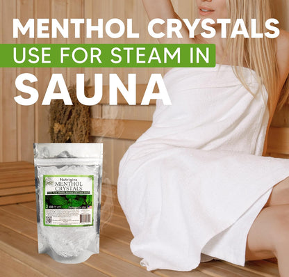 Nutrigins Menthol Crystals 2 oz - Pure Organic 100% Natural Menthol Crystals from Mint (Mentha Arvensis) - Resealable Stand-Up Pouch