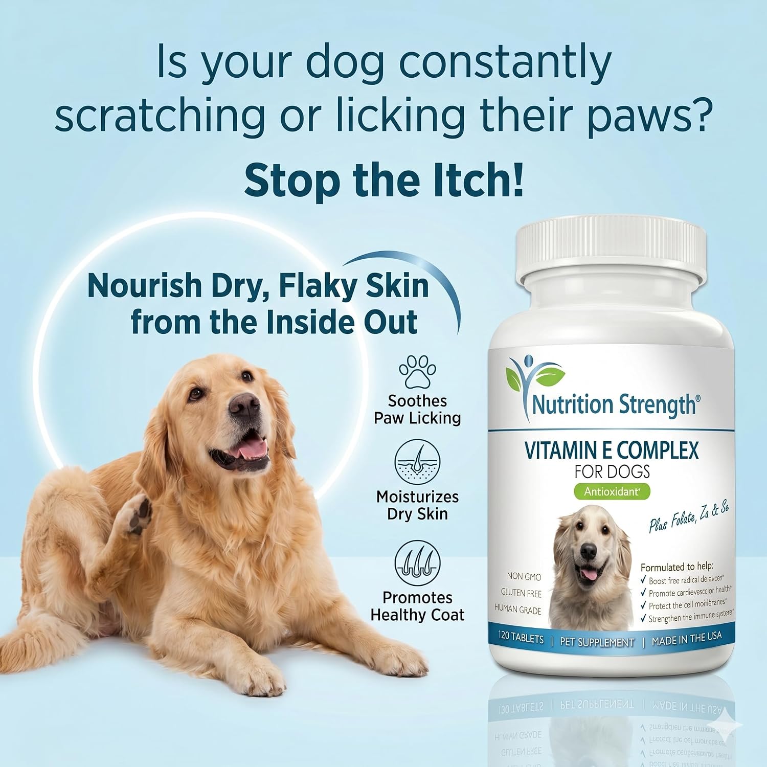 Nutrition Strength Vitamin E for Dogs - 120 Chewable Tablets - görsel 5