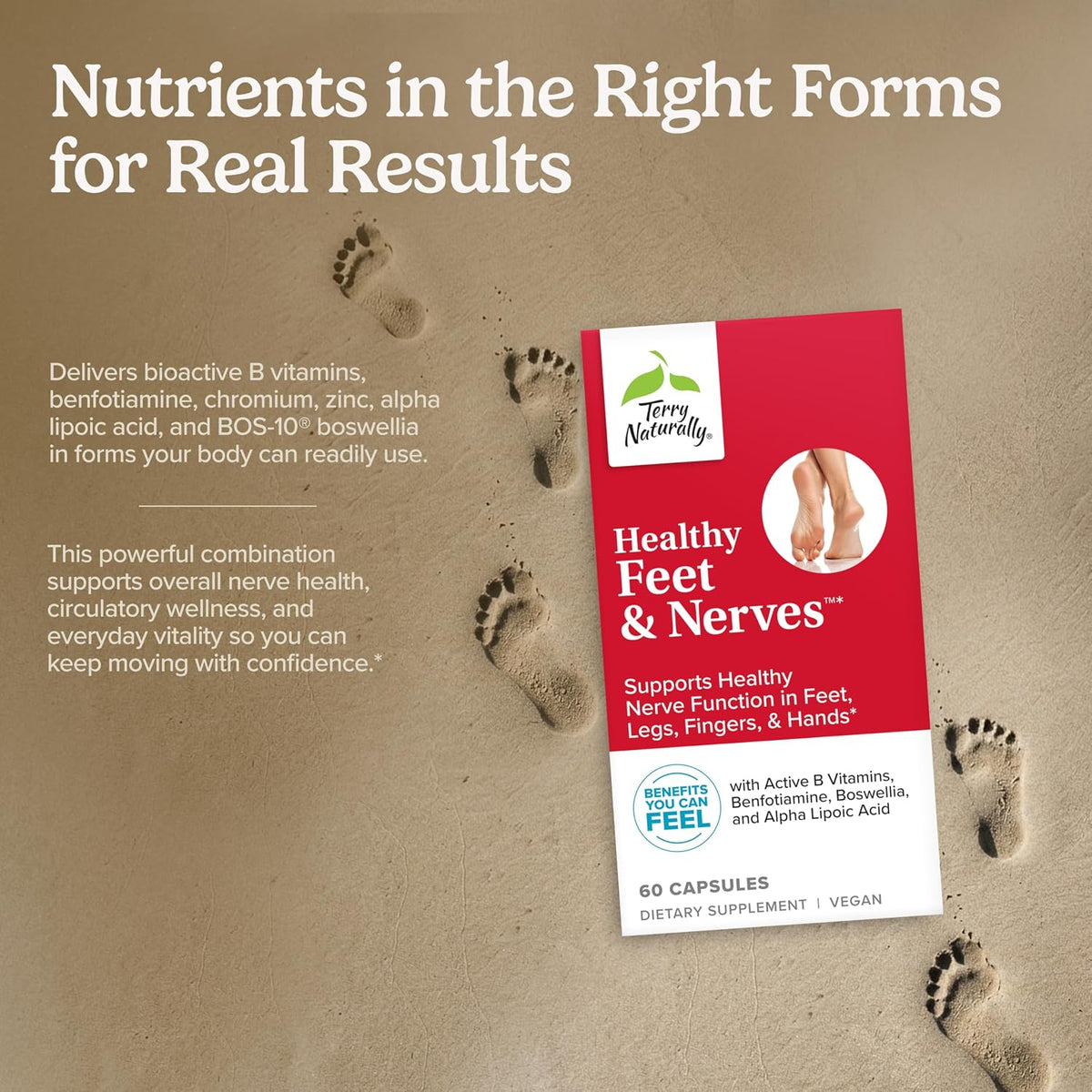 Terry Naturally Healthy Feet & Nerves - Herbal Supplement with Bioactive Vitamin B12 for Nerve and Circulation Support - Vegan Capsules (Pack of 2) - görsel 3
