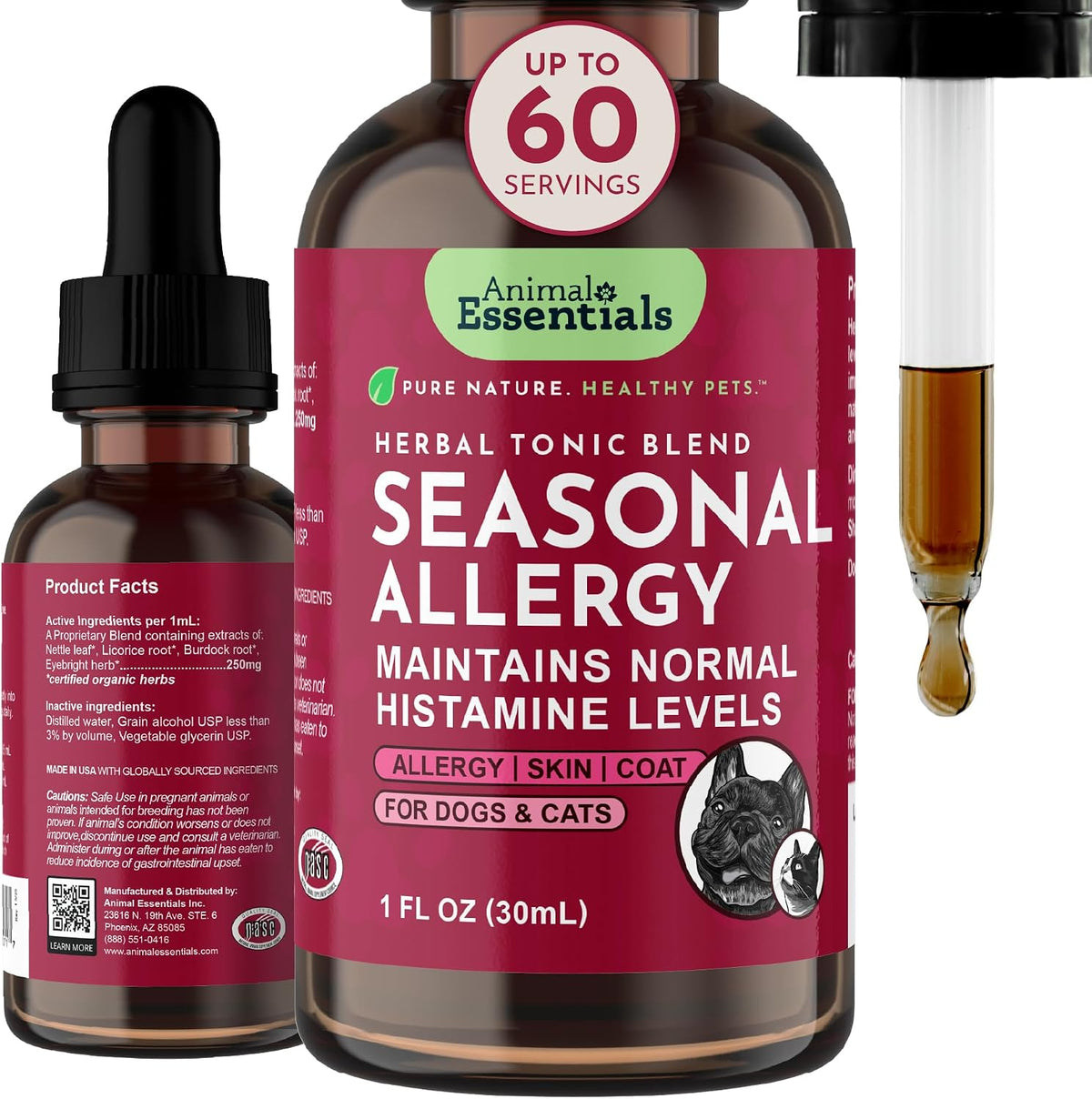 Animal Essentials Seasonal Allergy Liquid Herbal Support for Dogs & Cats – 30 ml - görsel 1