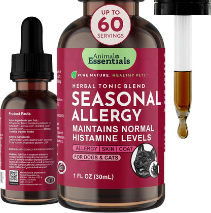 Animal Essentials Seasonal Allergy Liquid Herbal Support for Dogs & Cats – 30 ml