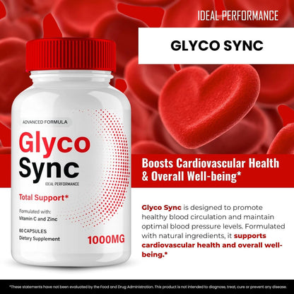 Glyco Sync Glyco Optimiser Capsules, GlycoSync Blood Formula Support Supplement Pills, Premium Formula for Healthy Circulation & Stable Levels, All Natural GlycoSync Pills Reviews (5 Pack)