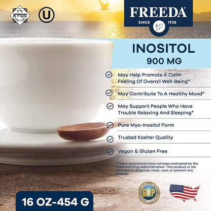 FREEDA Pure Myo-Inositol Powder – 454 g (16 oz)