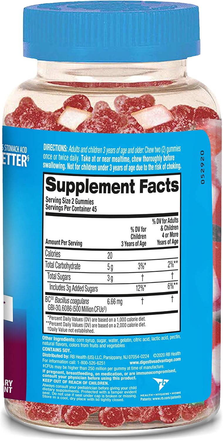 Digestive Advantage Daily Probiotic Gummies for Digestive Health, Superfruit, 180 Count (2-Pack) - görsel 10