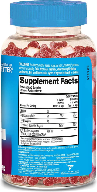 Digestive Advantage Daily Probiotic Gummies for Digestive Health, Superfruit, 180 Count (2-Pack)