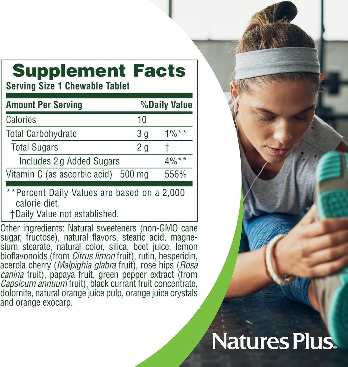 NaturesPlus Orange Juice Chewable Vitamin C - 500 mg, 90 Tablets - görsel 5