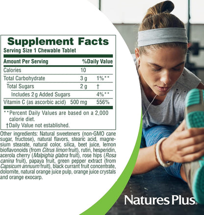 NaturesPlus Orange Juice Chewable Vitamin C - 500 mg, 90 Tablets