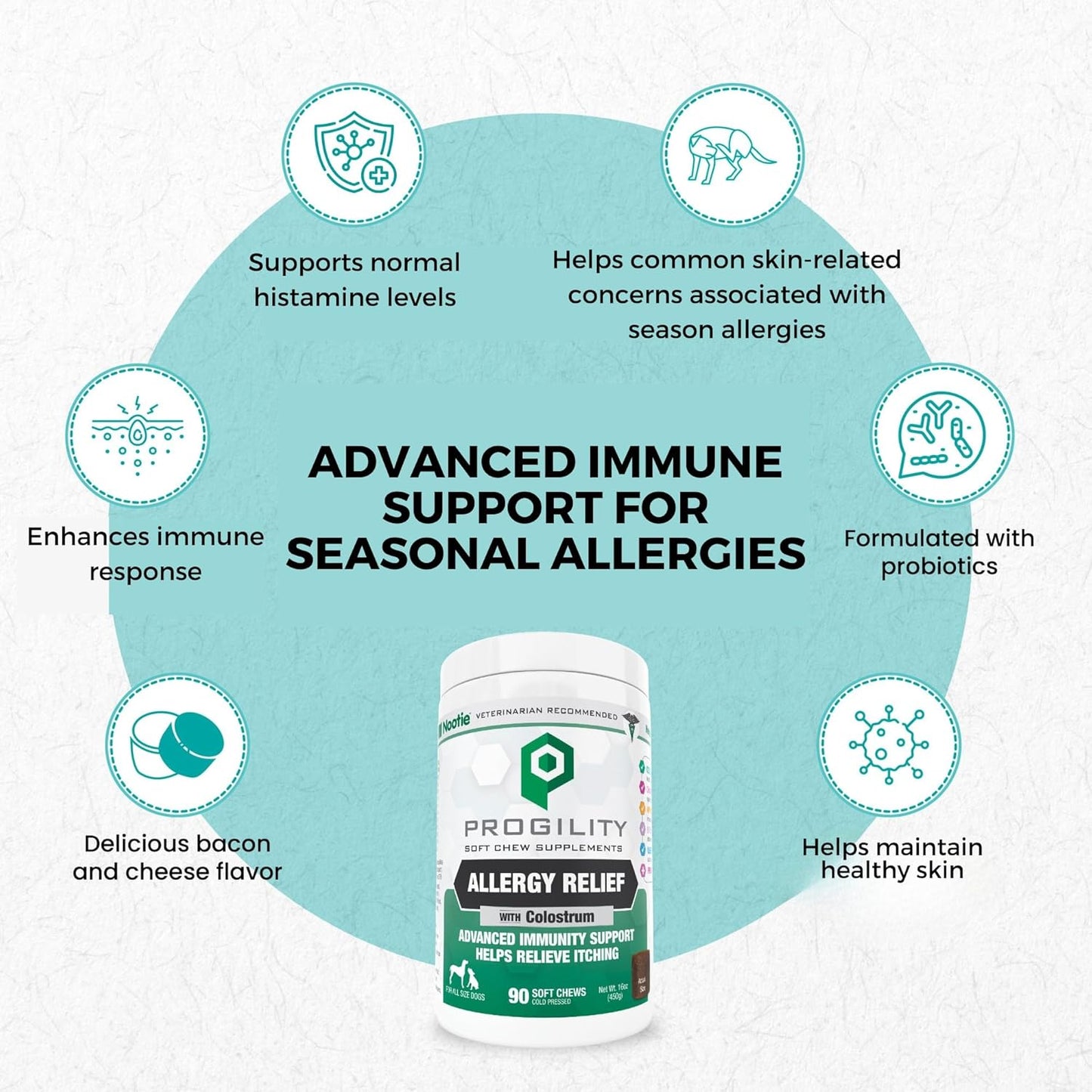 Progility Allergy & Immune Supplement for Dogs – Advanced Daily Immune System & Seasonal Allergy Support with Probiotics, Soft Chews (90 Count) - görsel 3