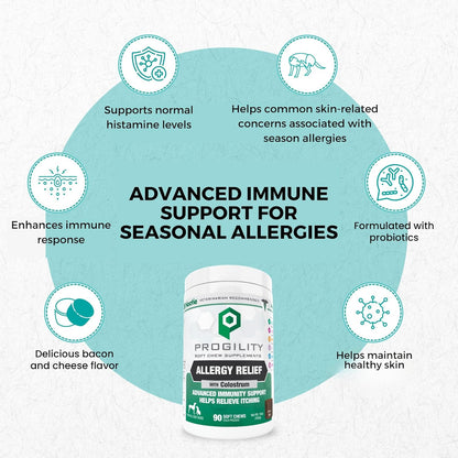 Progility Allergy & Immune Supplement for Dogs – Advanced Daily Immune System & Seasonal Allergy Support with Probiotics, Soft Chews (90 Count)