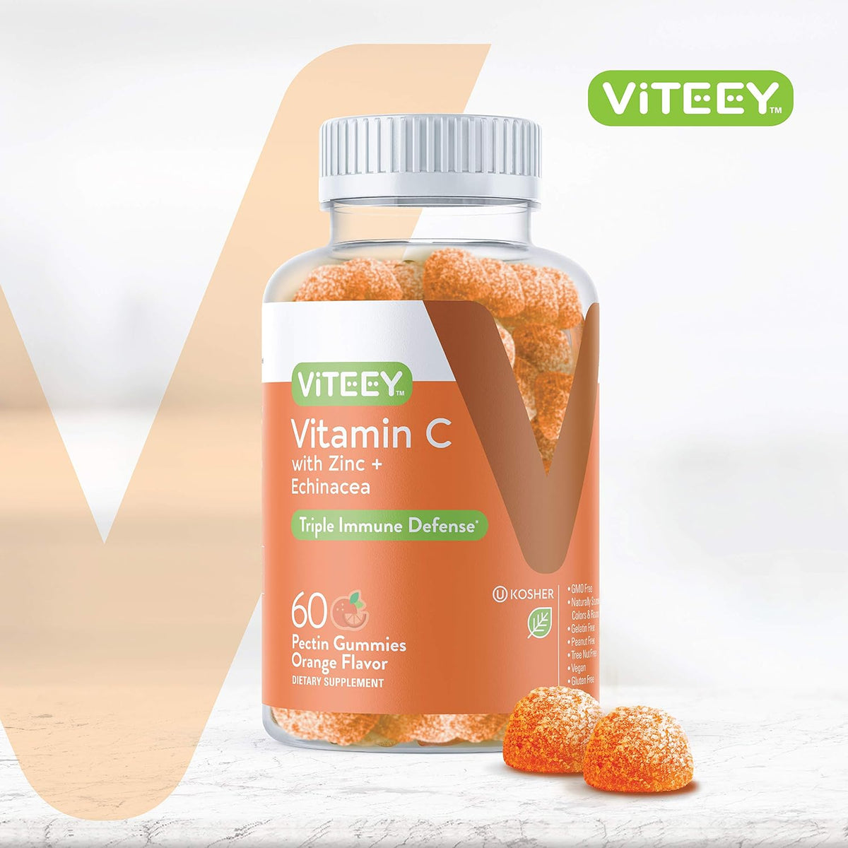 Viteey Vitamin C Gummies for Adults & Teens with Zinc and Echinacea – 60 Count - görsel 2