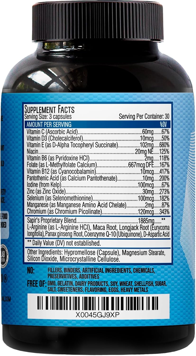 Semen Volume Booster & Male Fertility Supplement - Pre-Conception for Him, Sperm Health, Count, Motility & Strength with Maca, L-Arginine, Zinc, Folic Acid Prenatal Multivitamins - görsel 6