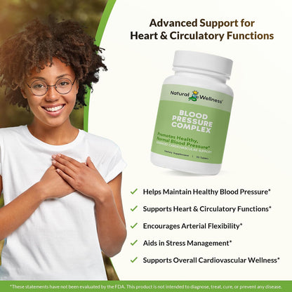 Blood Pressure Complex – Herbal & Nutrient Blend for Healthy Blood Pressure, Circulation, Heart Function and Stress Support – Maintains Normal Blood Flow – 90 Tablets