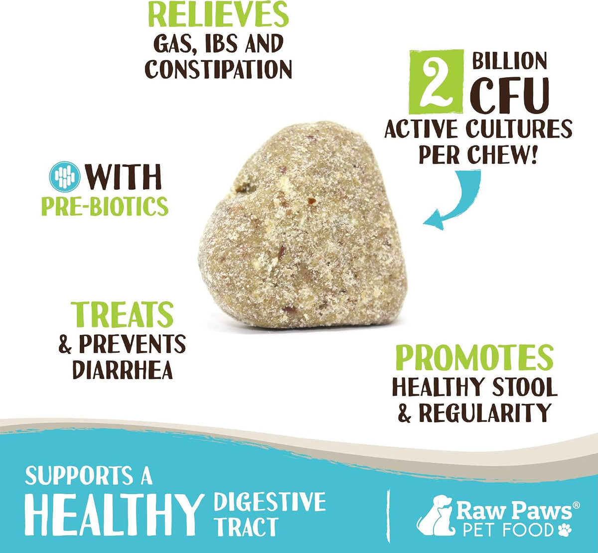 Raw Paws Natural Dog Probiotic Supplement with Prebiotics - 100 Soft Chews (283 g) - görsel 2