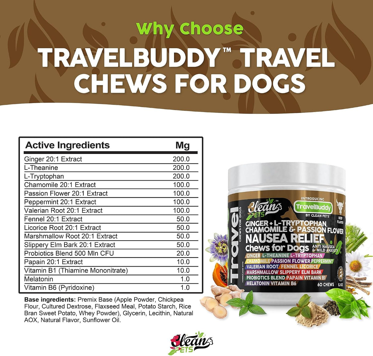 Clean Pets Travel Chews – Nausea Relief for Dogs with Ginger & Melatonin - görsel 5