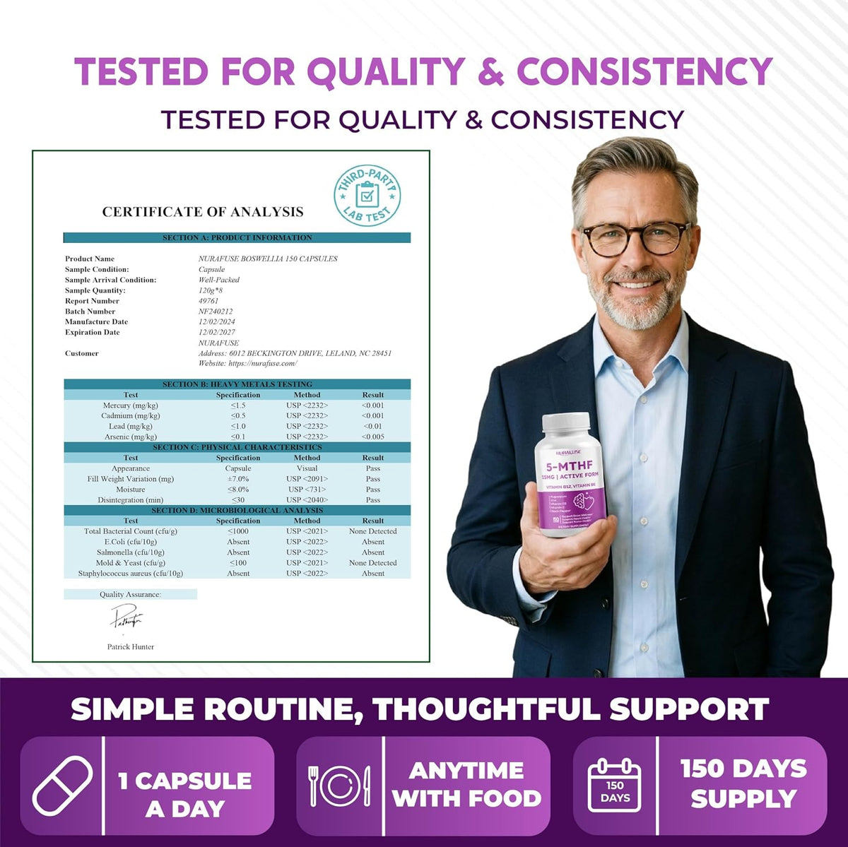 NURAFUSE High Strength 5-MTHF (Active Folate) with Vitamin B12, B6, Magnesium & Black Pepper - görsel 8