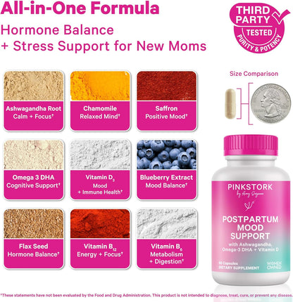 Pink Stork Postpartum Mood Support, 120 Capsules