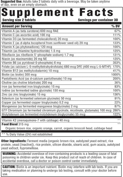 INNATE Response Formulae Women's Multivitamin - Daily Multivitamin with Vitamin C, B12, D3, Methylfolate, Iron, Choline - Vegetarian, Non-GM - 60 Tablets