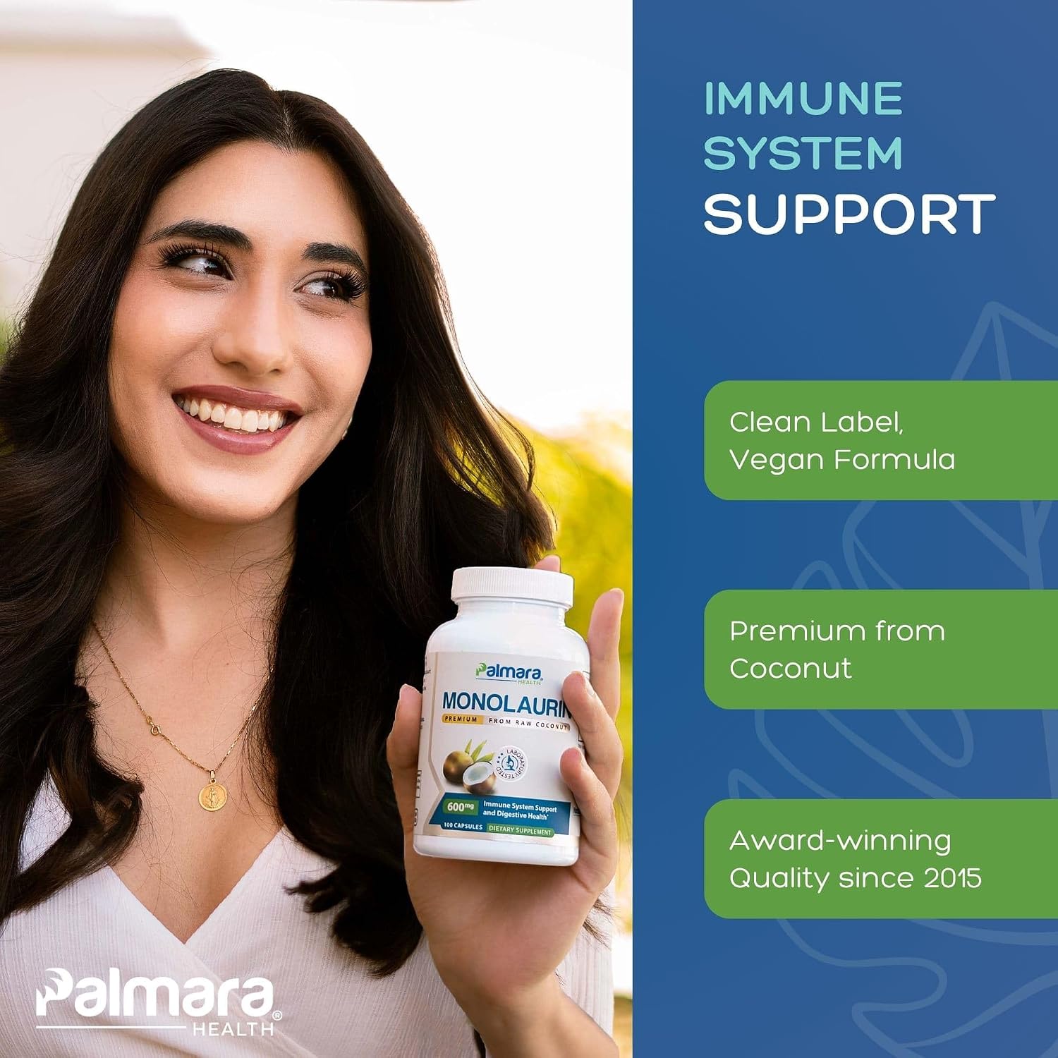 Palmara Health Premium Monolaurin – 1200mg per Serving (100 Capsules) - görsel 4