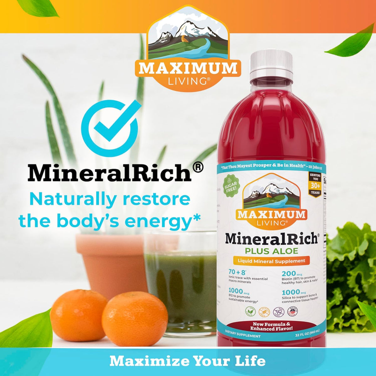 Maximum Living MineralRich Liquid Mineral Supplement with Aloe - 946 ml - görsel 6