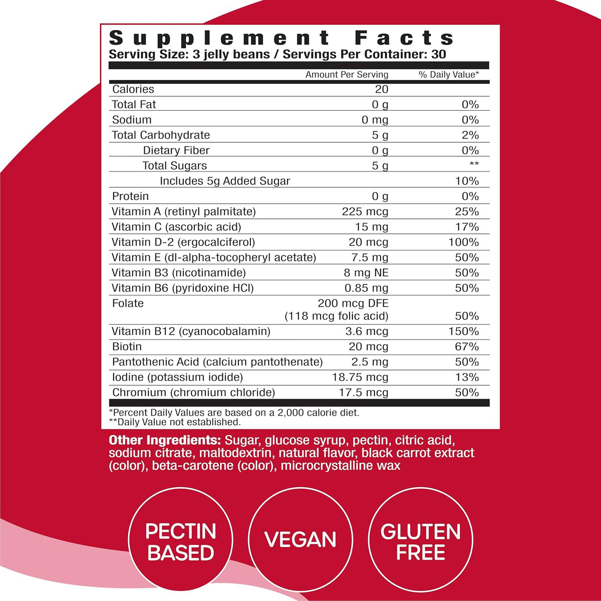 VitaDrops Multivitamin Jelly Beans, Strawberry Flavour, 90 Jelly Beans (30 Servings) - görsel 2