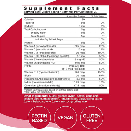 VitaDrops Multivitamin Jelly Beans, Strawberry Flavour, 90 Jelly Beans (30 Servings)
