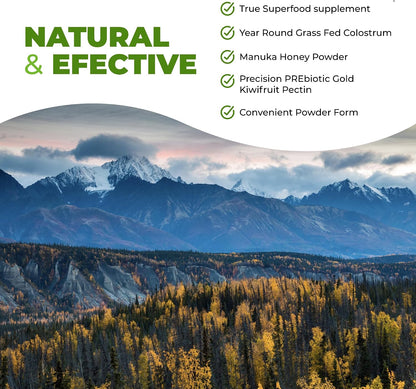 Intestinal Fortitude Boosted Colostrum Superfood Food Supplement - Grass-Fed New Zealand Bovine Colostrum, Gold Kiwifruit, Manuka Honey, 150g